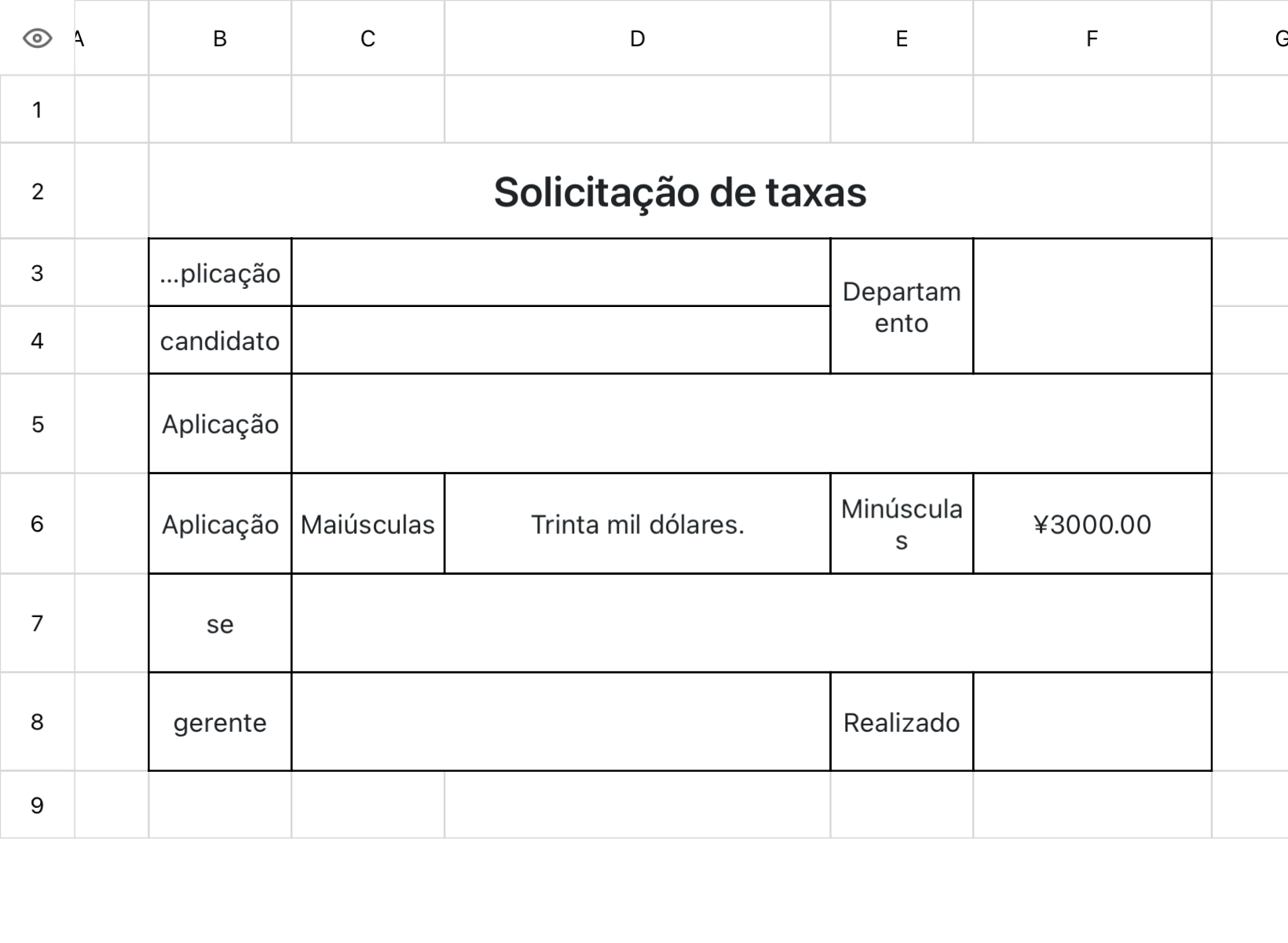 Solicitação de taxas